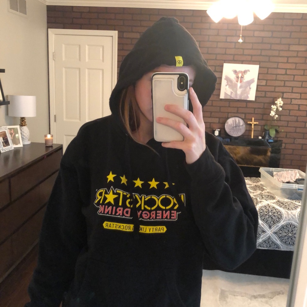Black rockstar energy drink hoodie unisex